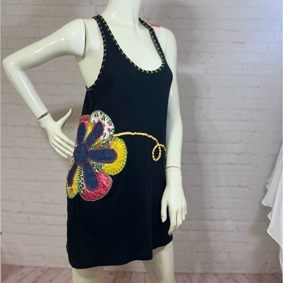 appliqued Tanktop Tunic Dress reversible in size medium 90s Y2k Vintage - Picture 1 of 16